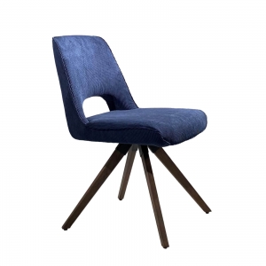 Chaise confortable en tissu avec pieds en bois massif naturel - Hortense