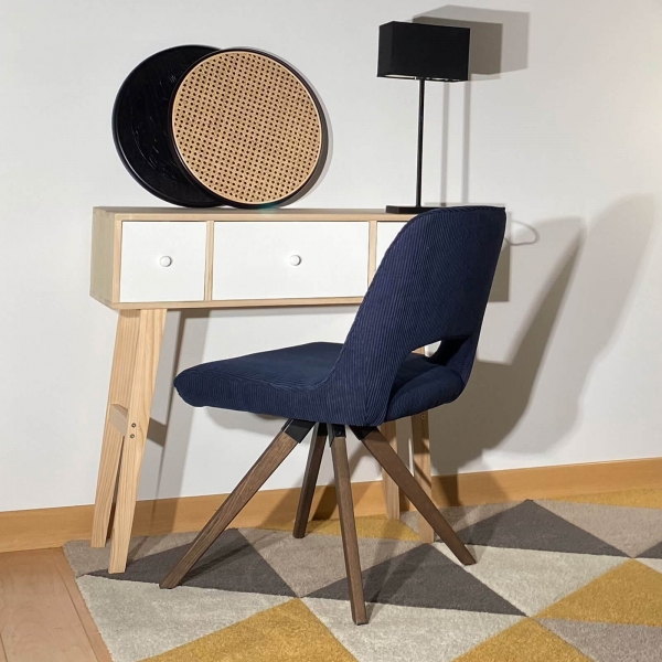 Chaise pivotante pour salle à manger avec pieds en bois - Hortense - 12