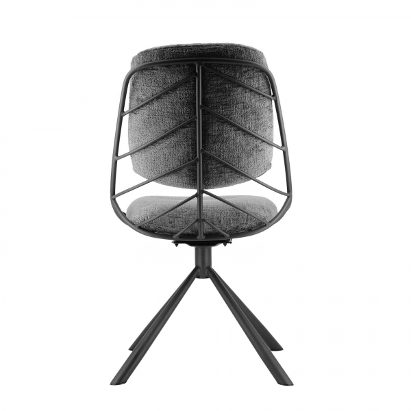 Chaise design confortable pivotante en tissu gris anthracite - Pauline - 7