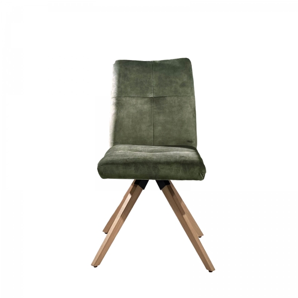  Chaise confortable en tissu verte avec pieds bois naturel - Adèle - 8