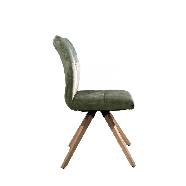  Chaise confortable en tissu verte avec pieds bois naturel - Adèle - 9