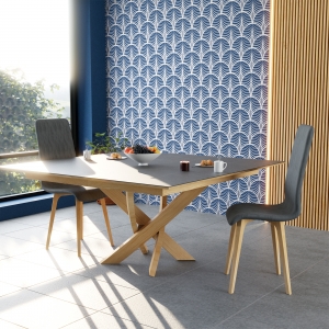 Table carrée extensible en céramique et en bois fabriquée en France - Elliptica