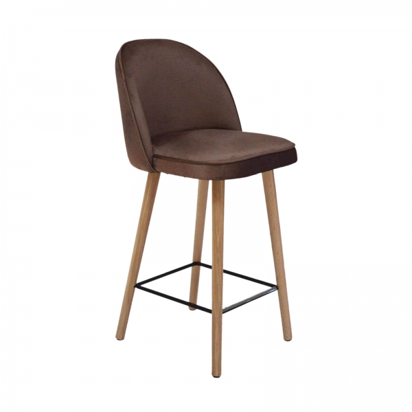 Tabouret hauteur 65 cm confortable en tissu avec pieds en bois - Bistrot - 7