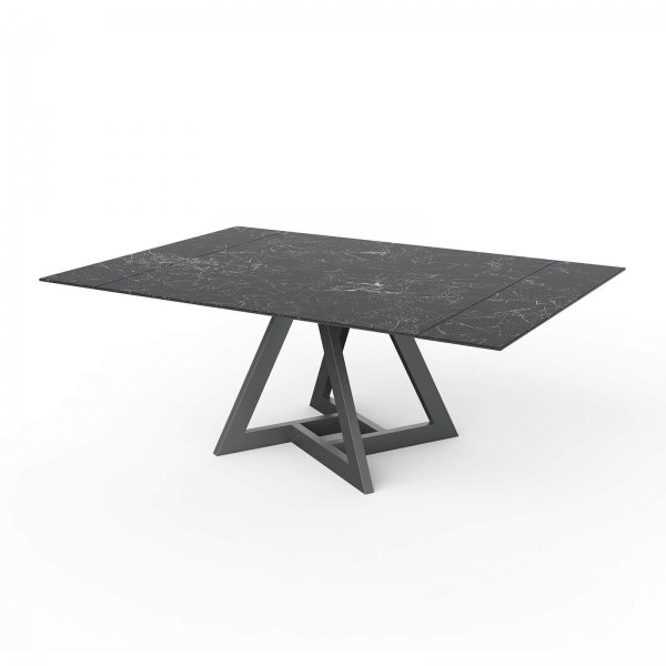 Table carrée extensible en céramique design avec pieds en métal - Hector - 5