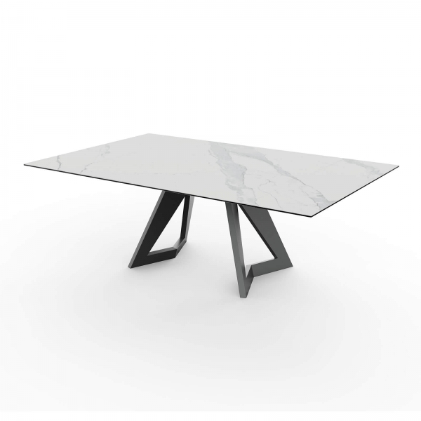 Table carrée extensible en céramique design avec pieds en métal - Hector - 6