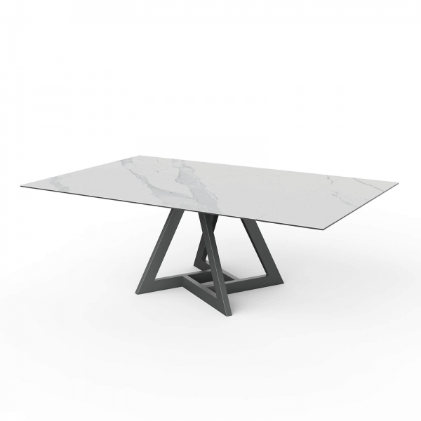 Table carrée extensible en céramique design avec pieds en métal - Hector - 7