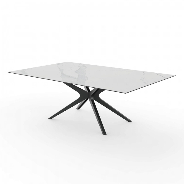 Table carrée extensible en céramique design avec pieds en métal - Hector - 8