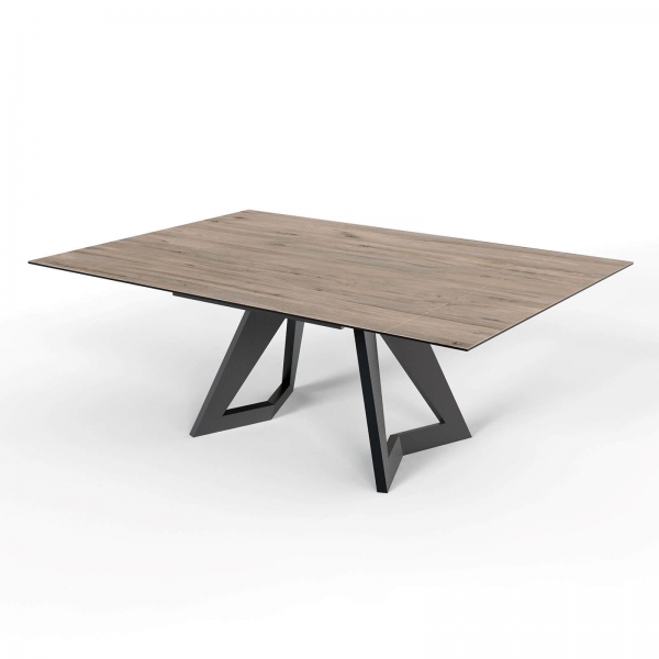 Table carrée extensible en céramique design avec pieds en métal - Hector - 9