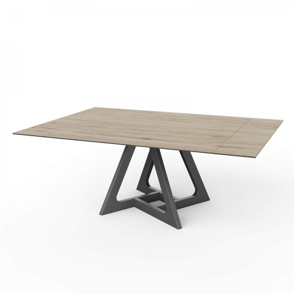 Table carrée extensible en céramique design avec pieds en métal - Hector - 10