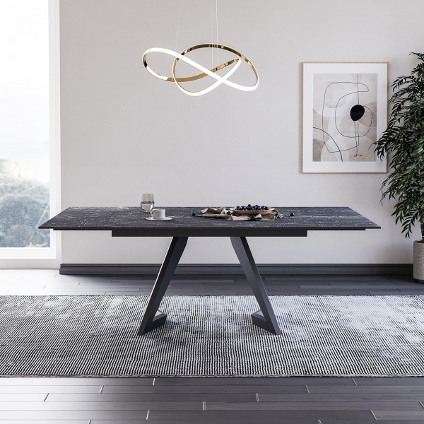 Table carrée extensible en céramique design avec pieds en métal - Hector - 16