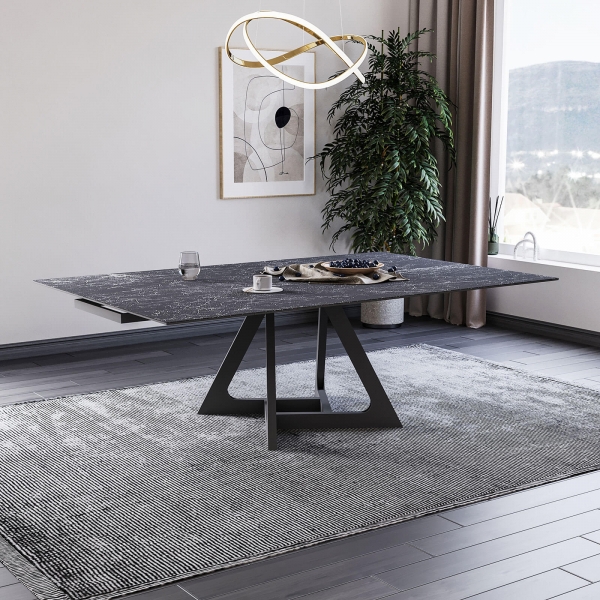Table carrée extensible en céramique design avec pieds en métal - Hector - 27