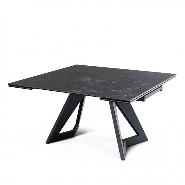 Table carrée extensible en céramique design avec pieds en métal - Hector - 13