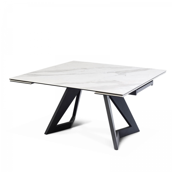 Table carrée extensible en céramique design avec pieds en métal - Hector - 14
