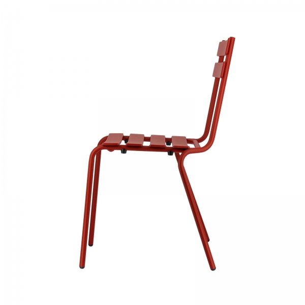 Chaise d'extérieur en métal rouge française - Eden - 10