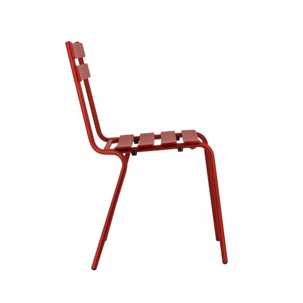 Chaise de jardin made in France en métal rouge empilable - Eden - 7