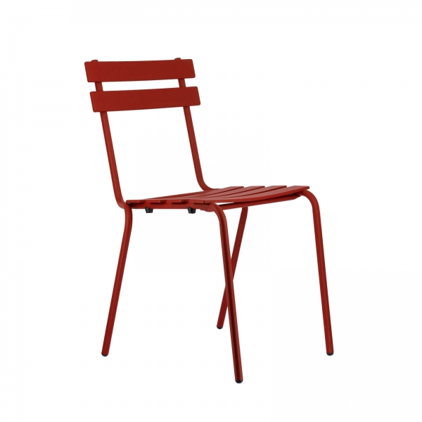 Chaise de jardin française en métal rouge empilable - Eden - 6