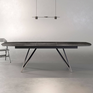 Table en céramique extensible avec pieds design en métal noir - Babylone