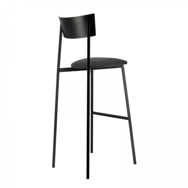 Tabouret hauteur 80 cm français avec assise en tissu rembourrée et dossier métal - Anémone Carrier® - 7