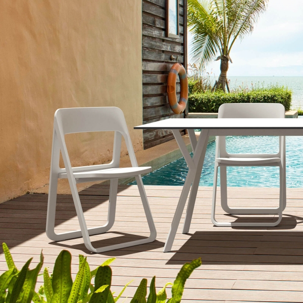 Chaise de jardin pliante en plastique blanc moderne - Dream - 1