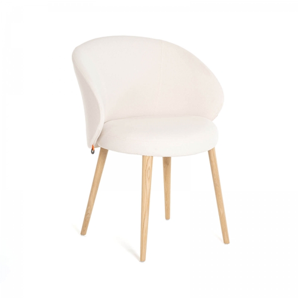 Fauteuil tendance confortable en tissu blanc et pieds bois naturel - Neo Mobitec ® - 22