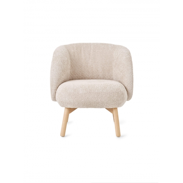 Fauteuil cocooning en tissu blanc avec pieds en bois naturel - Thalia Mobitec ® - 4