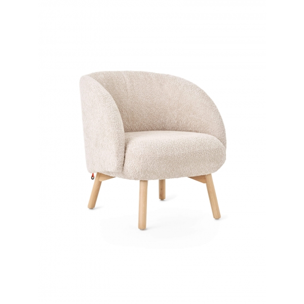 Fauteuil en tissu blanc avec pieds en bois naturel - Thalia Mobitec ® - 6