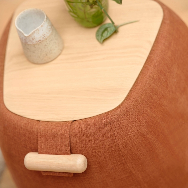 Pouf table cosy en tissu avec tablette en bois massif - Thalia Mobitec ® - 7