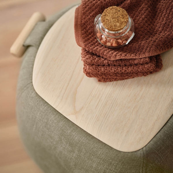 Pouf table cosy en tissu avec tablette en bois massif - Thalia Mobitec ® - 3