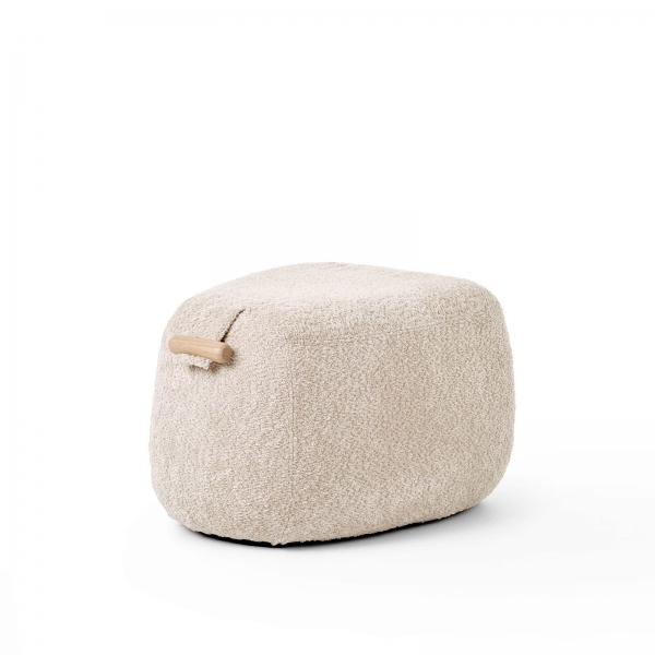 Pouf cosy en tissu avec bouclettes coloris blanc avec poignée - Thalia XL Mobitec ® - 10