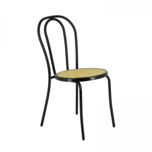 Chaise bistrot empilable made in France noire avec assise imitation cannage - Bistro
