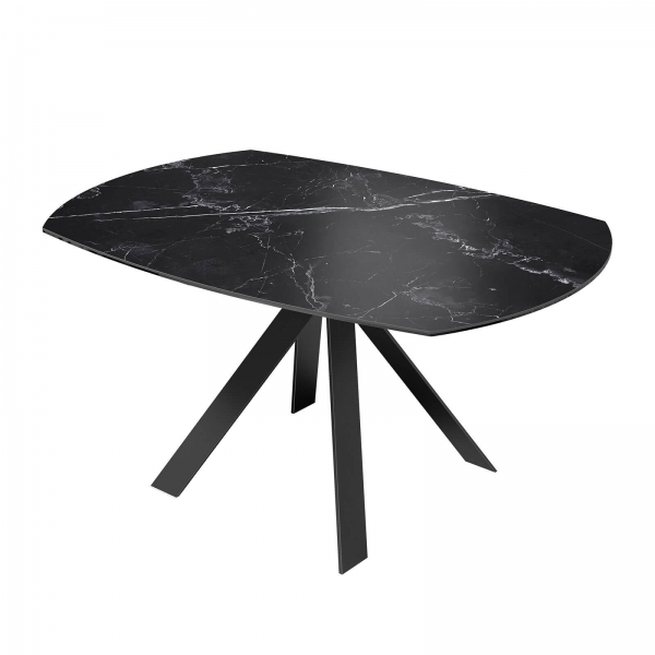 Table moderne en céramique extensible avec pieds en métal noir - New Austin - 11