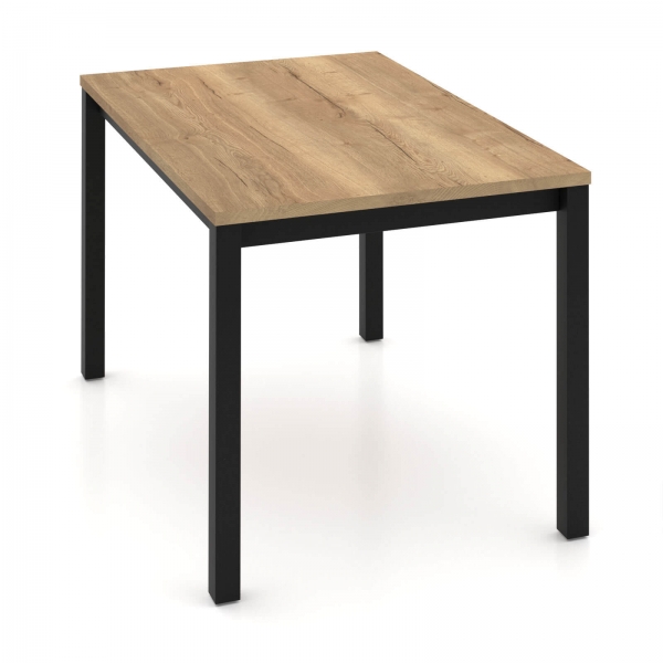 Table rectangulaire en stratifié chêne naturel avec pieds en métal noir - Violette - 2