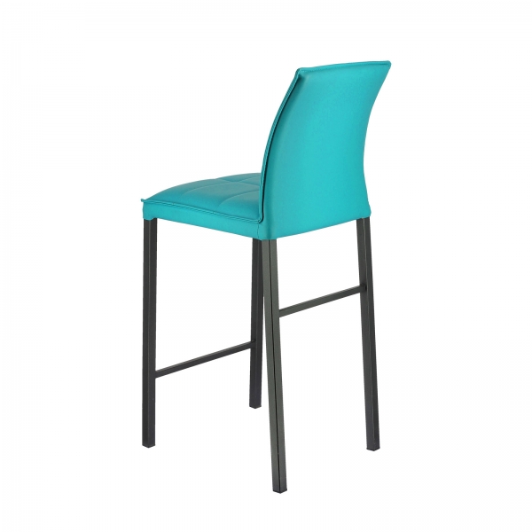 Tabouret snack italien en synthétique turquoise  avec pieds en métal noir - Atlanta - 34