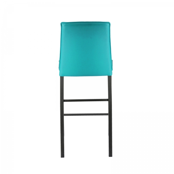 Tabouret haut italien en synthétique turquoise avec pieds en métal noir - Atlanta - 35