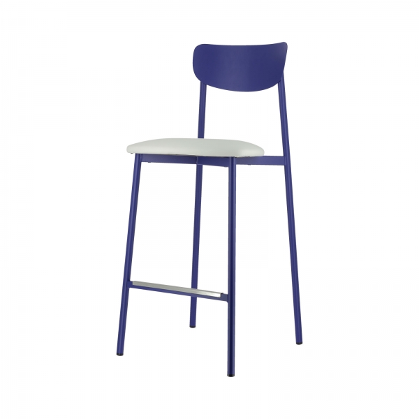 Tabouret français en métal avec assise en simili rembourrée - Colette Carrier® - 21