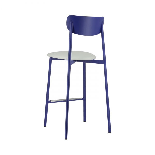 Tabouret français en métal avec assise en simili rembourrée - Colette Carrier® - 24