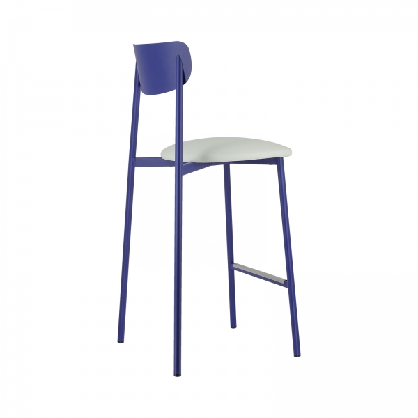 Tabouret fabrication français en métal bleu avec assise en simili rembourrée - Colette Carrier® - 17