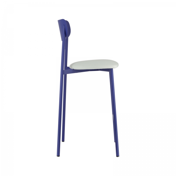 Tabouret fabriqué en France en métal bleu avec assise en simili rembourrée - Colette Carrier® - 18