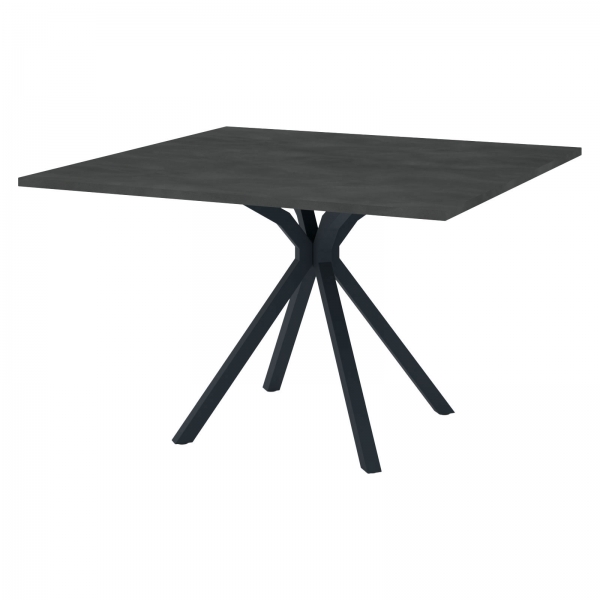 Table carrée en stratifié noir avec pied central en métal - Onyx - 2