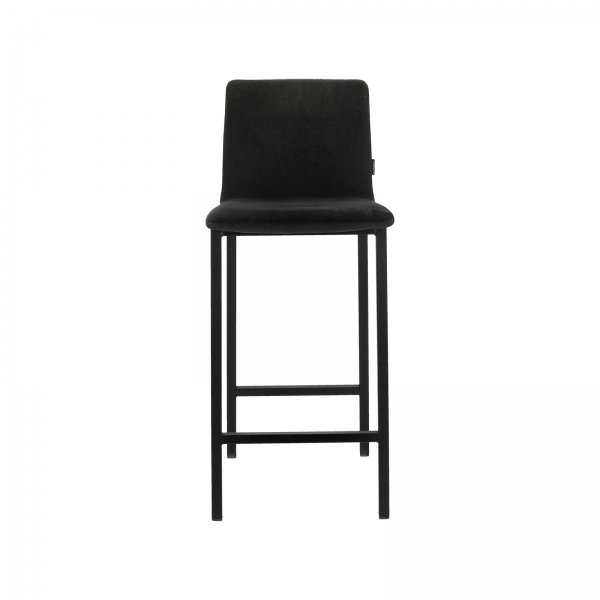 Tabouret haut en tissu noir dossier bas avec pieds en métal - Koko Mobliberica® - 2