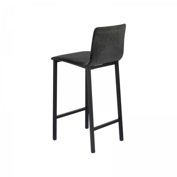 Tabouret en tissu noir dossier bas avec pieds en métal - Koko Mobliberica® - 5