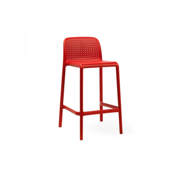 Tabouret haut empilable en polypropylène rouge - Lido - 1