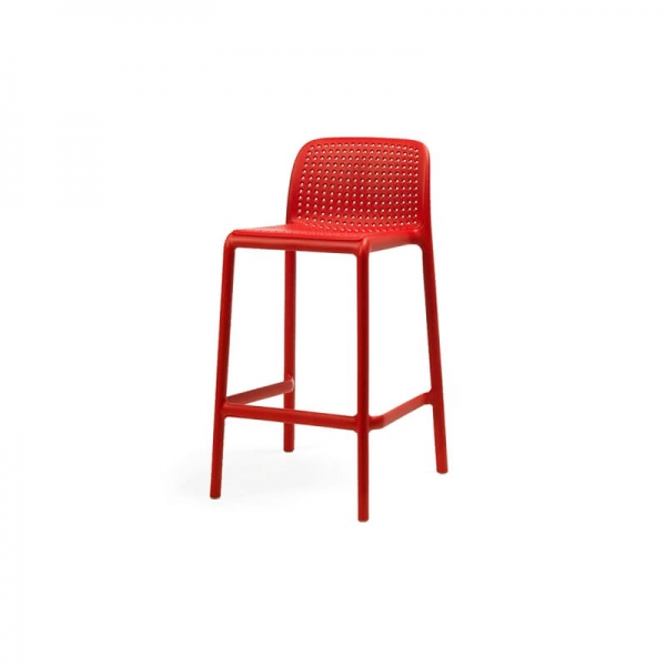 Tabouret haut empilable en polypropylène rouge - Lido - 2