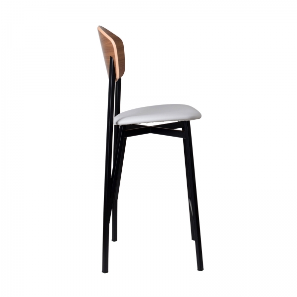 Tabouret design français avec assise en synthétique et dossier bois - Artémis Carrier® - 3