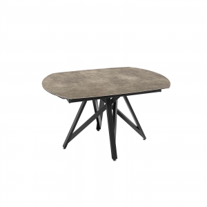 Table moderne en céramique extensible avec pied central design en métal noir - Warhol