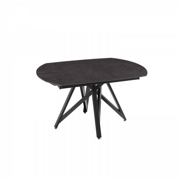 Table moderne en céramique extensible avec pied central design en métal noir - Warhol - 7