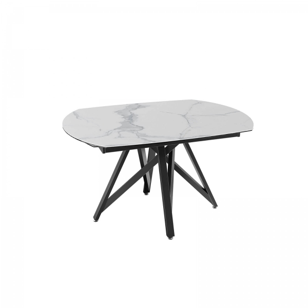 Table moderne en céramique extensible avec pied central design en métal noir - Warhol - 10