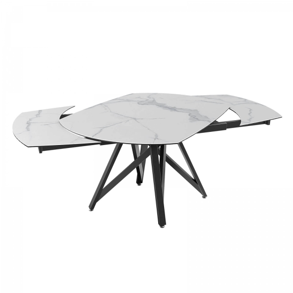 Table moderne en céramique extensible avec pied central design en métal noir - Warhol - 11