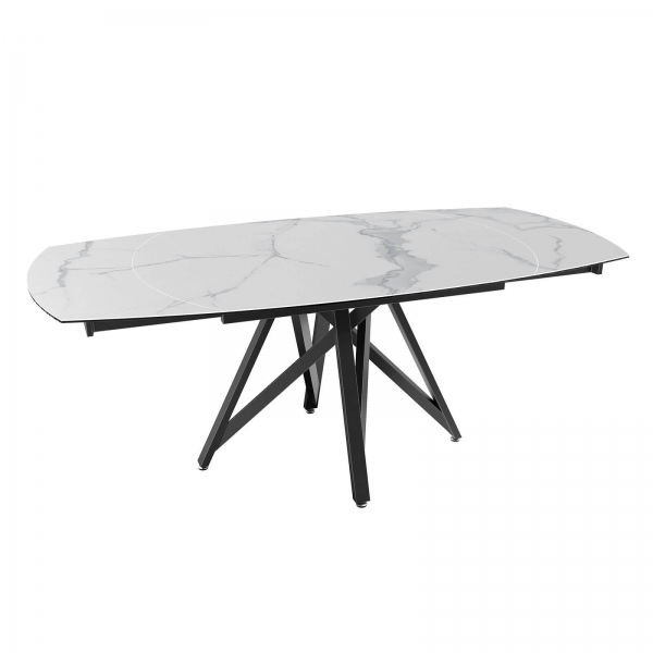 Table moderne en céramique extensible avec pied central design en métal noir - Warhol - 12