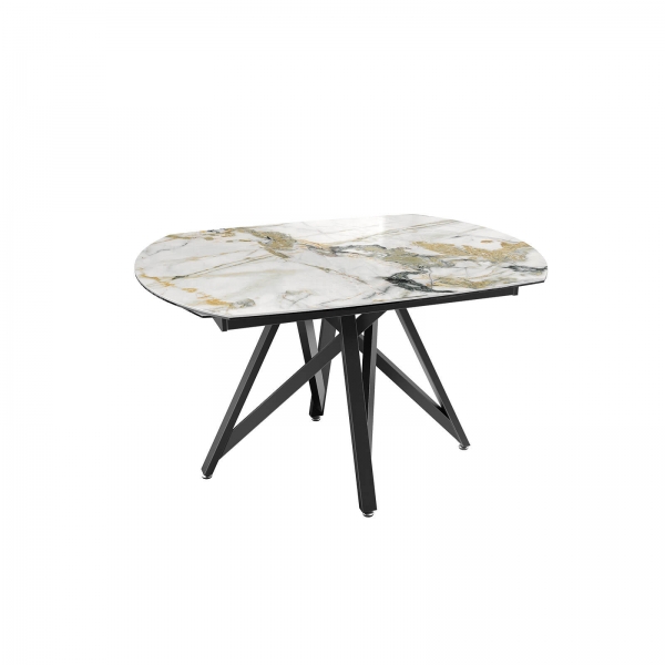 Table moderne en céramique extensible avec pied central design en métal noir - Warhol - 16